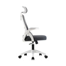 Dark Grey and White Mesh Office Chair with Fabric Seat