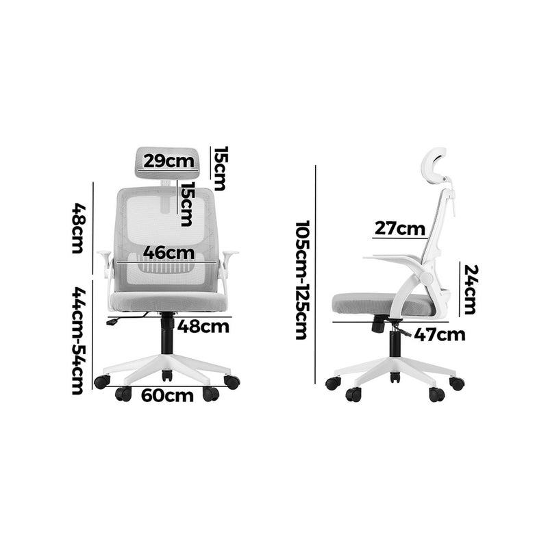 White Mesh Office Chair with Fabric Seat