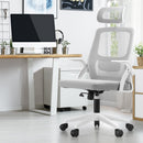 White Mesh Office Chair with Fabric Seat