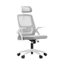 White Mesh Office Chair with Fabric Seat