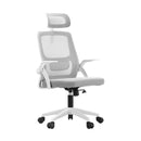 White Mesh Office Chair with Fabric Seat
