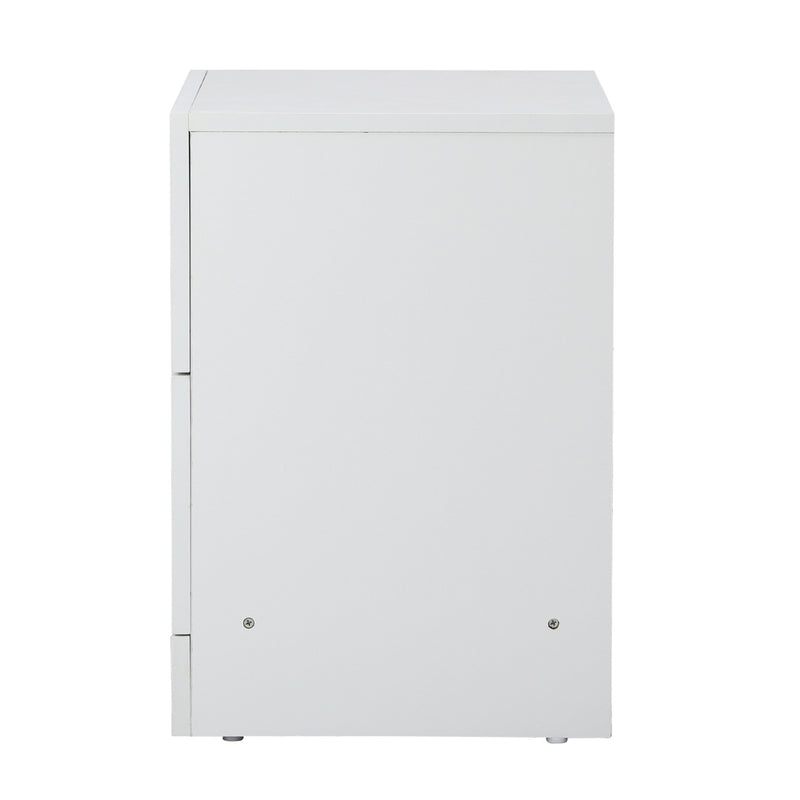 White Bedside Table with 2 Drawers