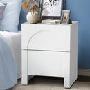 White Bedside Table with 2 Drawers