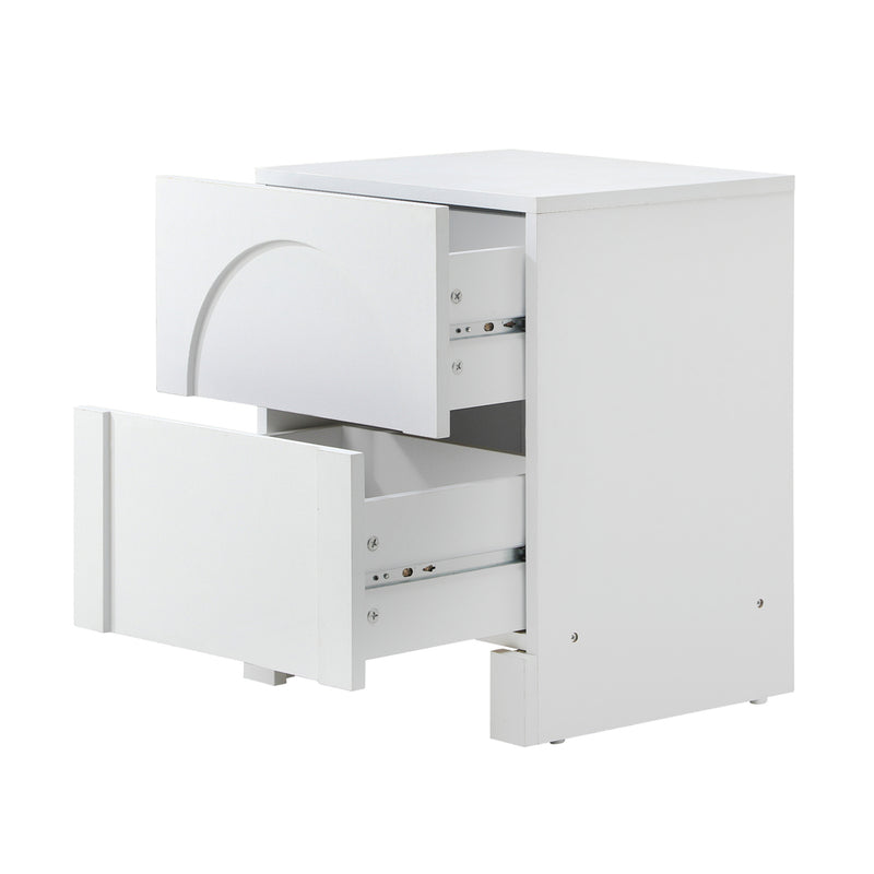 White Bedside Table with 2 Drawers