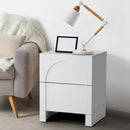 White Bedside Table with 2 Drawers