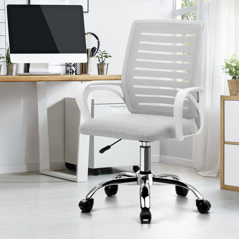 White Mesh Office Chair with Breathable Backrest