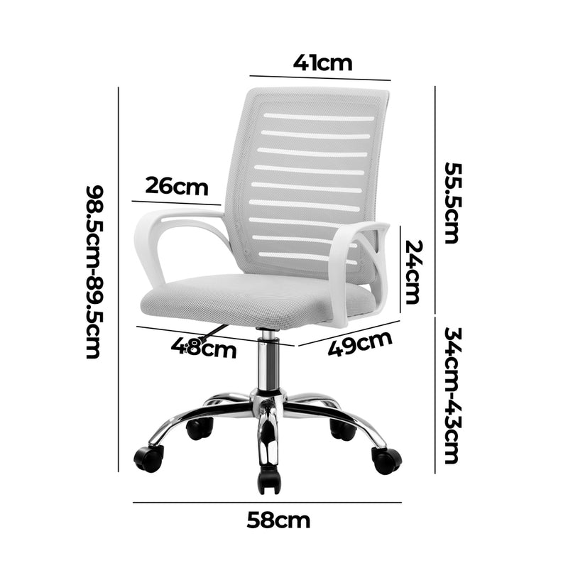 White Mesh Office Chair with Breathable Backrest