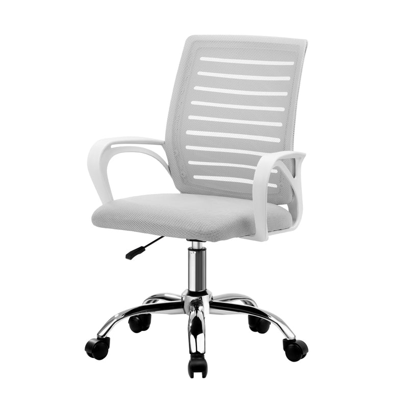 White Mesh Office Chair with Breathable Backrest