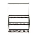 Black Wooden 3 Tier Plant Stand Flower Pot Shelf