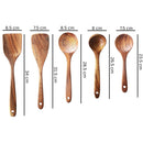 5pcs Teak Wood Tableware Cooking Spoon Kitchen Tool Kit