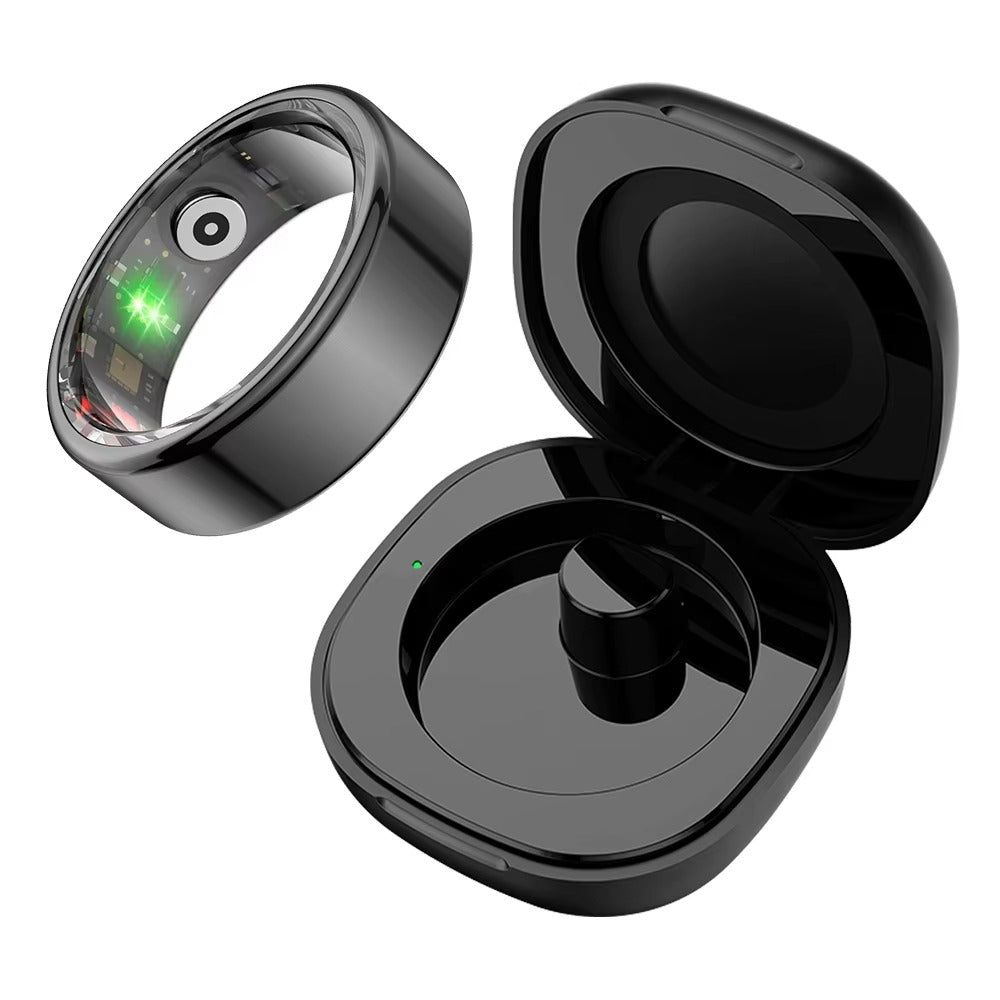 5ATM Waterproof Health Monitor Smart Ring with Charging Case