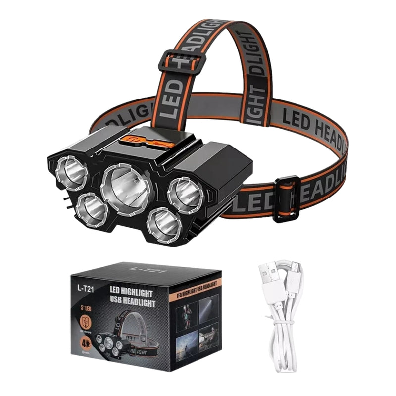 USB Rechargeable Ultra Bright Head Mounted Flashlight