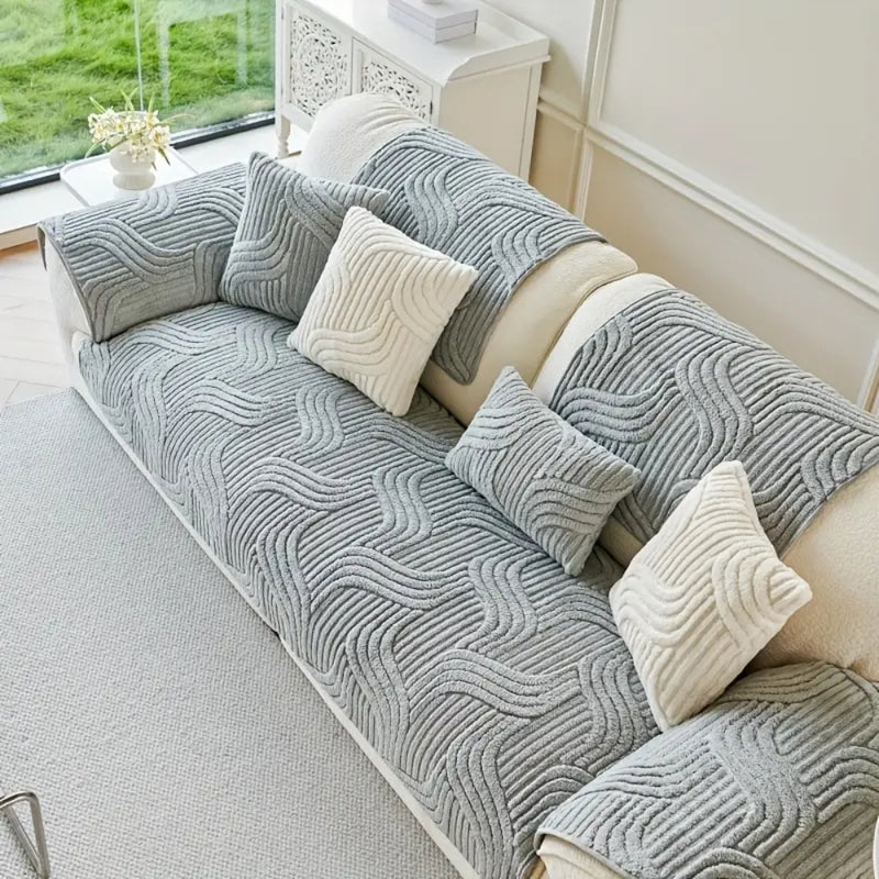 Autumn and Winter Straight Row Non-slip Cushion Cover Thickened Plush Sofa Cushion