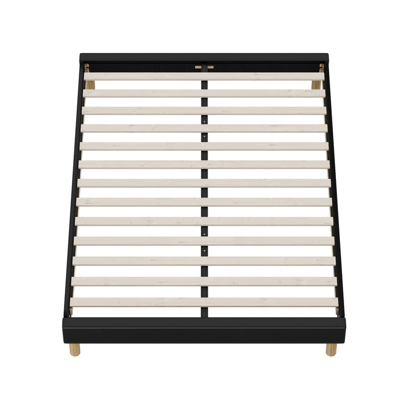 Black Leather Queen Size Bed Frame Base