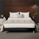 Black Leather Queen Size Bed Frame Base