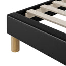 Black Leather Queen Size Bed Frame Base