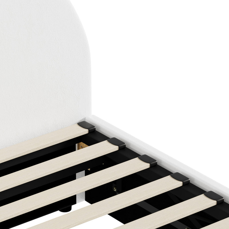White PU Leather King Single Size Bed Frame with Gas Lift Base