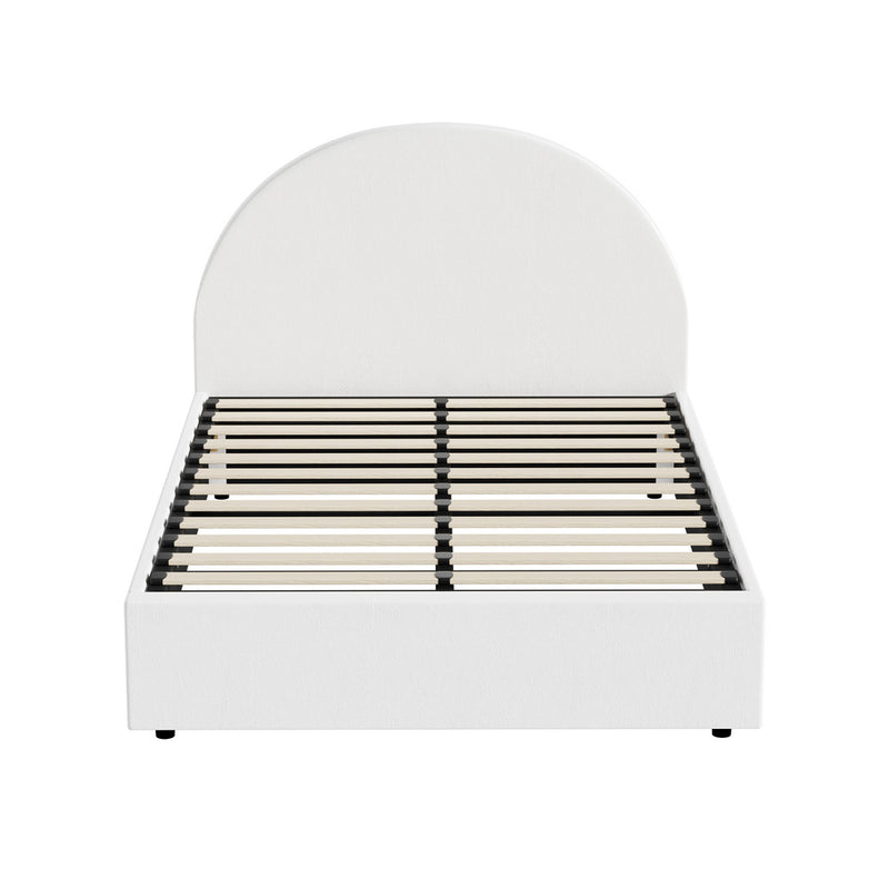 White PU Leather King Single Size Bed Frame with Gas Lift Base