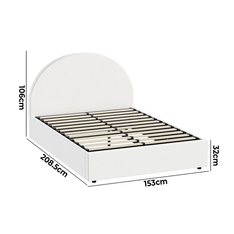 White PU Leather Queen Size Bed Frame with Gas Lift Base