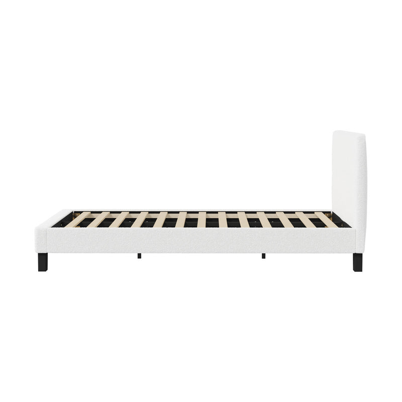 White Boucle Double Size Bed Frame Base