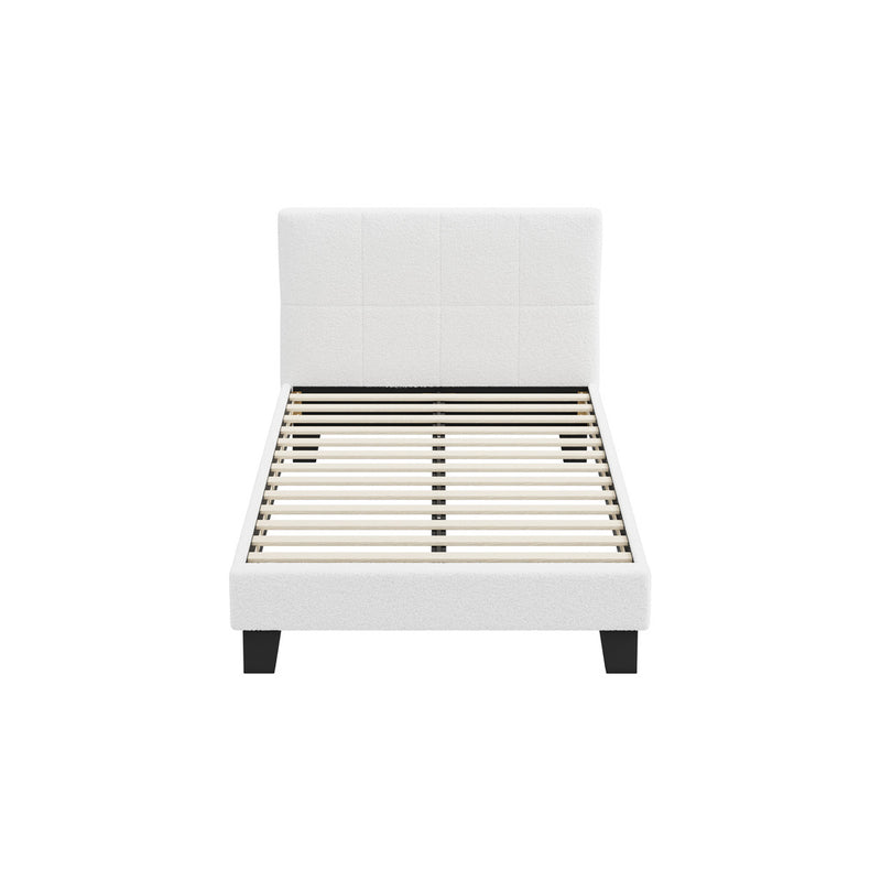 White Boucle King Single Size Bed Frame Base