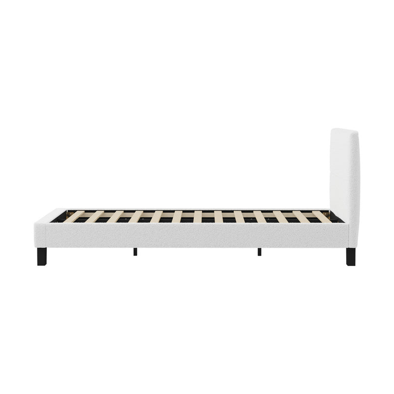 White Boucle King Single Size Bed Frame Base