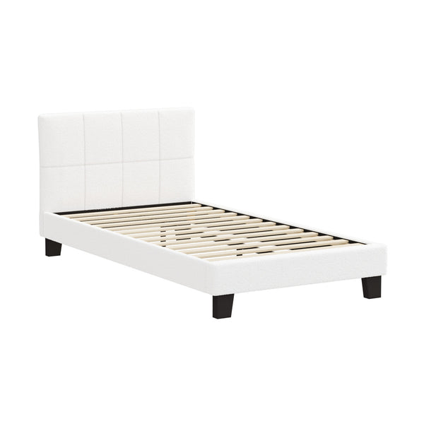 White Boucle King Single Size Bed Frame Base