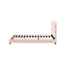Pink Boucle Fabric Double Size Bed Frame with Tufted Bedhead