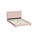 Pink Boucle Fabric Double Size Bed Frame with Tufted Bedhead