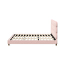 Pink Boucle Fabric King Size Bed Frame with Tufted Bedhead