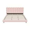 Pink Boucle Fabric King Size Bed Frame with Tufted Bedhead