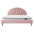 Pink Velvet Double Size Bed Frame with Mattress