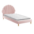 Pink Velvet Single Size Bed Frame with Mattress