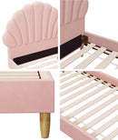 Pink Velvet Single Size Bed Frame with Mattress