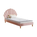 Pink Velvet Single Size Bed Frame with Mattress