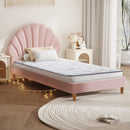 Pink Velvet Single Size Bed Frame with Mattress