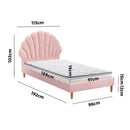 Pink Velvet Single Size Bed Frame with Mattress