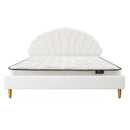 White Boucle Double Size Bed Frame with Mattress