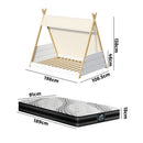 Single Size Kids House Teepee Triangle Bed Frame with Mattress