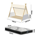 Single Size Kids House Teepee Triangle Bed Frame with Mattress