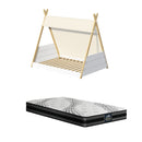 Single Size Kids House Teepee Triangle Bed Frame with Mattress