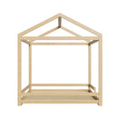 Natural Wooden Double Size Kids House Bed Frame with Fence