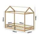 Natural Wooden Single Size Kids House Bed Frame with Fence