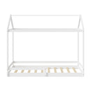 White Timber Single Size Kids Wooden House Bed Frame with Fence
