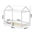 White Timber Single Size Kids Wooden House Bed Frame with Fence