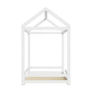 White Timber Single Size Kids Wooden House Bed Frame with Fence
