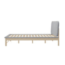 Double Size Wooden Bed Frame with Padded Fabric Edges and Headboard