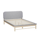 Double Size Wooden Bed Frame with Padded Fabric Edges and Headboard