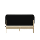 Queen Size Wooden Bed Frame with Padded Fabric Edges and Headboard