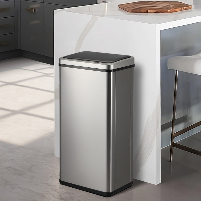 Silver 50L Automatic Motion Sensor Rubbish Trash Bin